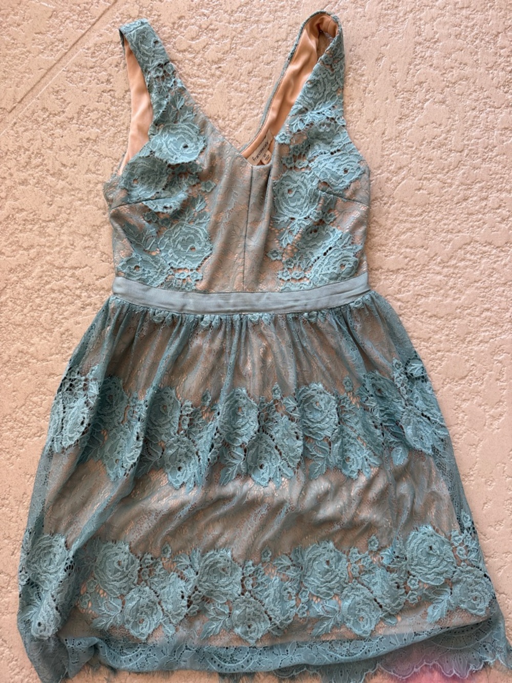 Francesca's Collections Aqua Blue Lace Overlay Party Dress